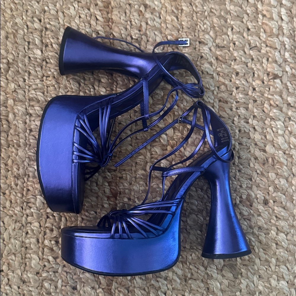 Zara Metallic Purple Blue Platform Heels size 40